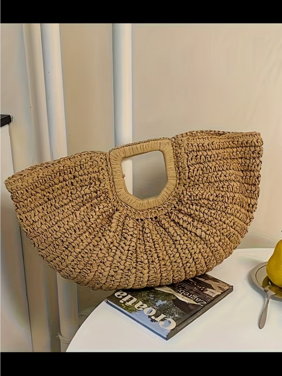 Affordable Fashion Finds Handbags - Affordable Fashion Finds Woven Half-Moon Tote in Tan